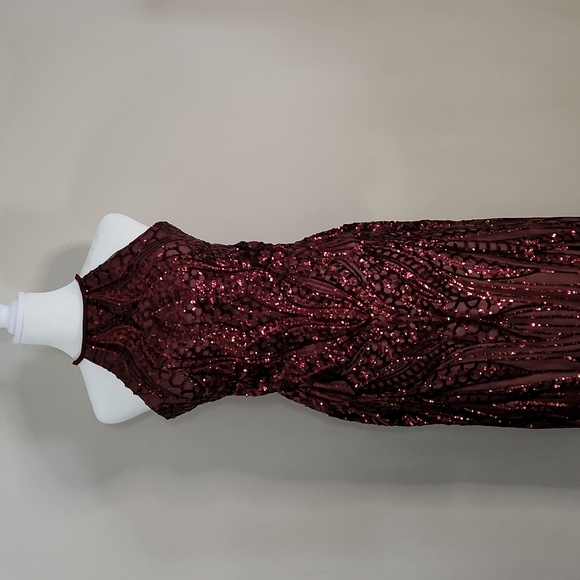 NW Nightway Sequined High Neck Backless Prom Dress - Picture 6 of 15